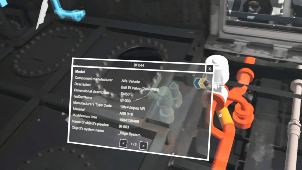 Cadmatic sceglie Kyma: un'immagine del software Cadmatic's eShare HoloLens dal video di Kyma